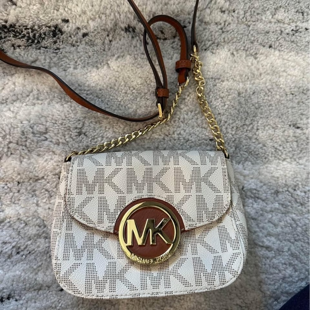Michael Kors Cream and Brown Crossbody Bag